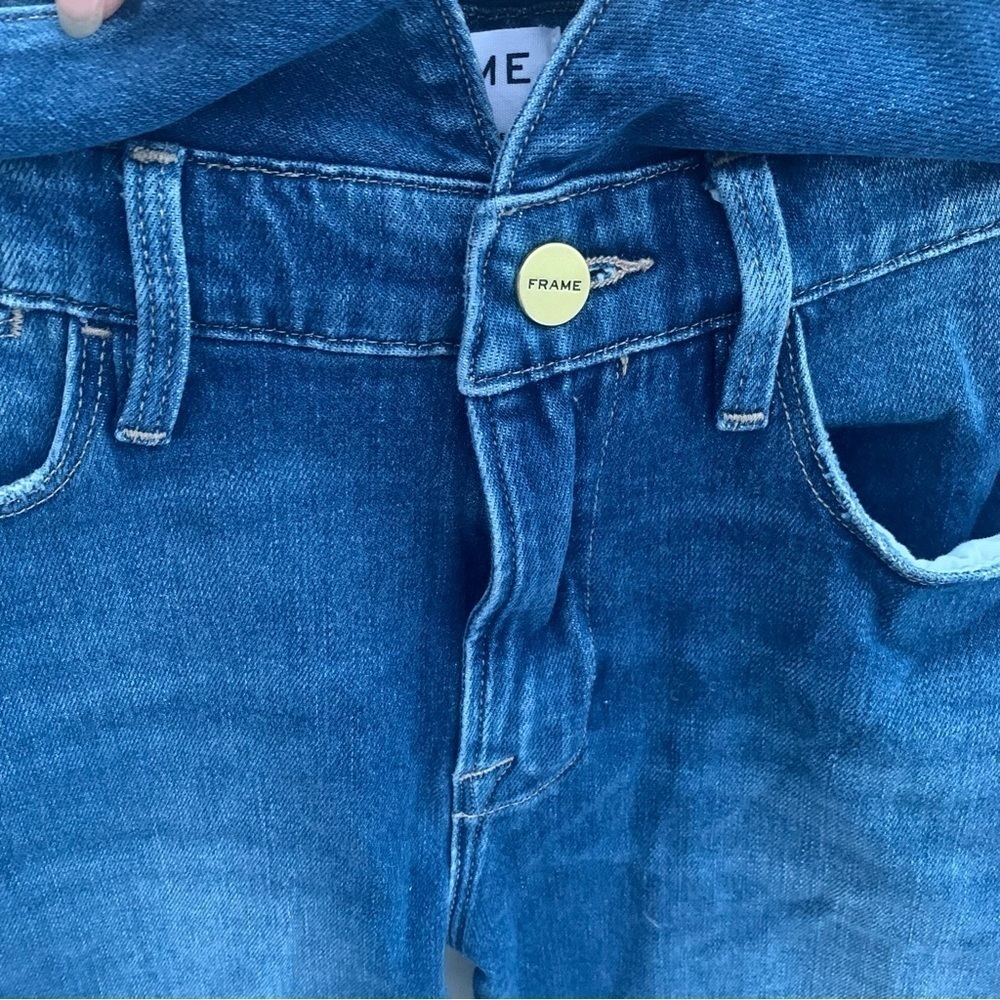 Frame Denim Le High Straight Jeans Fold Over Waist Size 27 - Picture 4 of 9